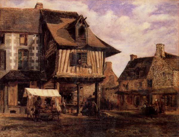 A Market in Normandy, Pierre etienne theodore rousseau